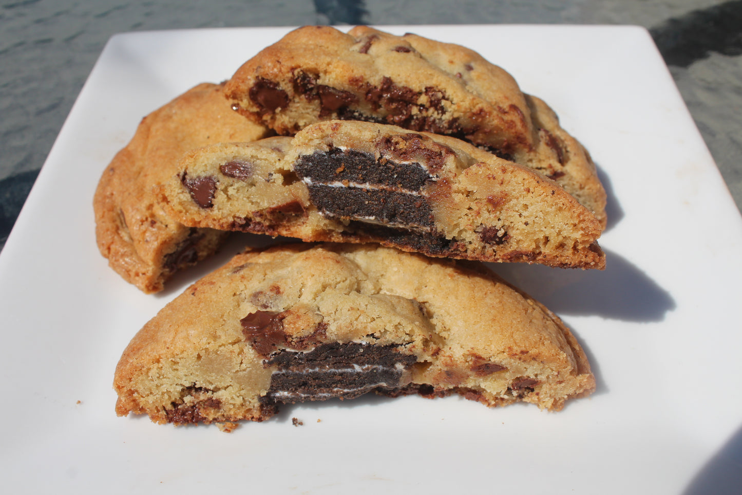 Chocolate Chip Stuffed Chocolate Cake Cookie